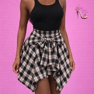 Plaid High-Low Flannel Skirt